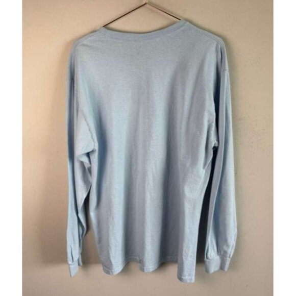 Playboy Mens Long Sleeve Shirt Crewneck Big Bunny Logo Cotton Light Blue Size L - Picture 2 of 6